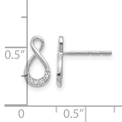 14k White Gold Diamond Twisted Infinity Post Earrings
