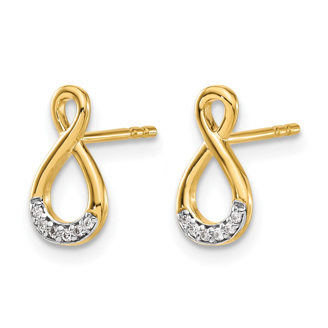 14k and White Rhodium Diamond Twisted Infinity Post Earrings