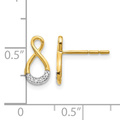 14k and White Rhodium Diamond Twisted Infinity Post Earrings