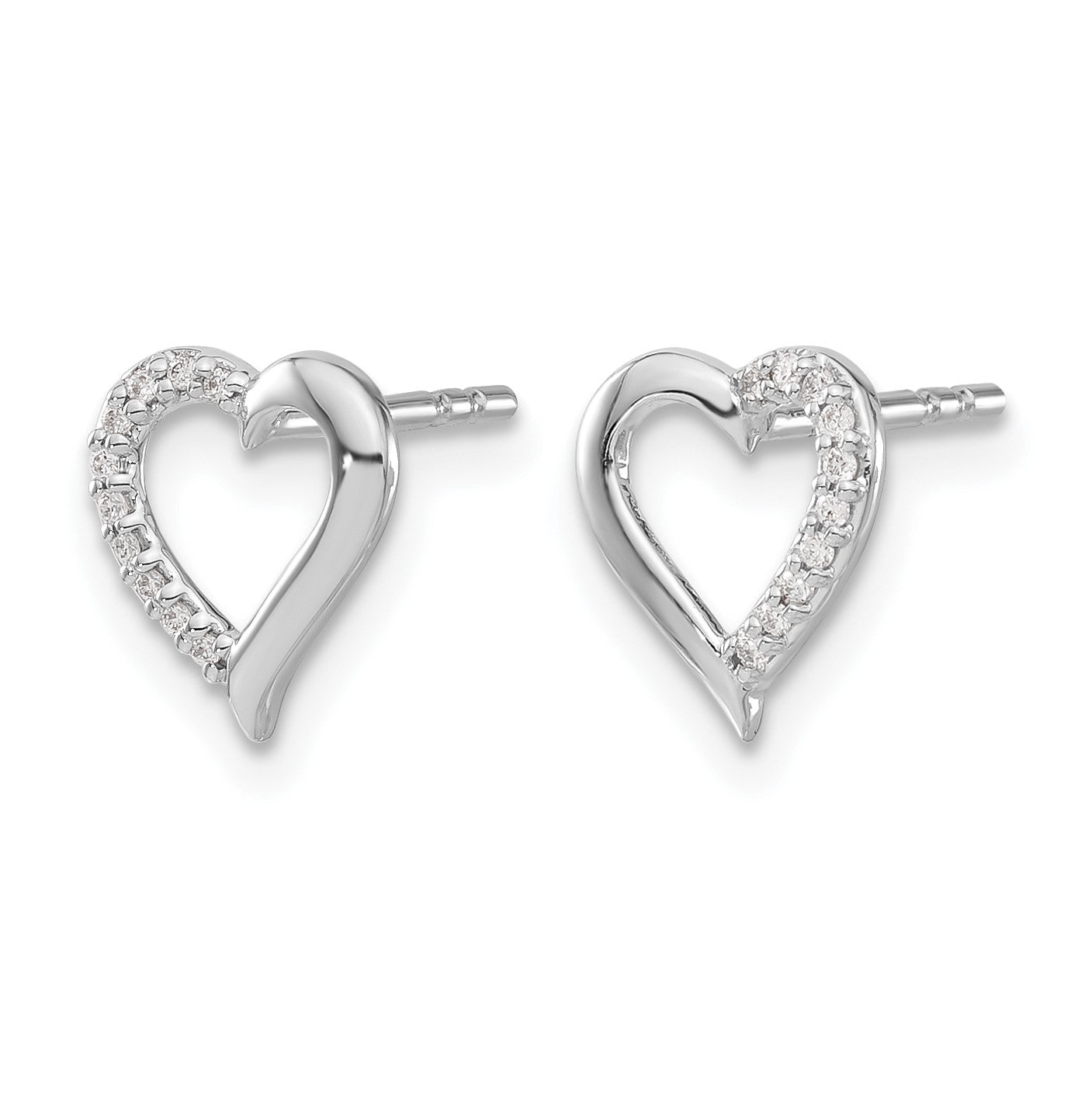 14k White Gold 1/20 carat Diamond Heart Post Earrings