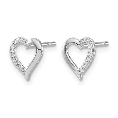 14k White Gold 1/20 carat Diamond Heart Post Earrings