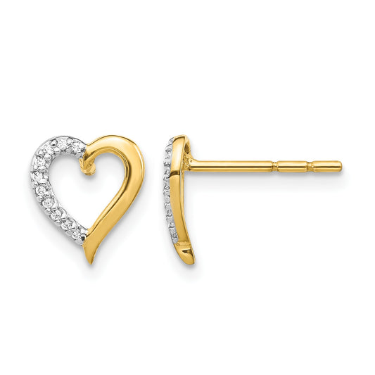 14k 1/20 carat Diamond Heart Post Earrings