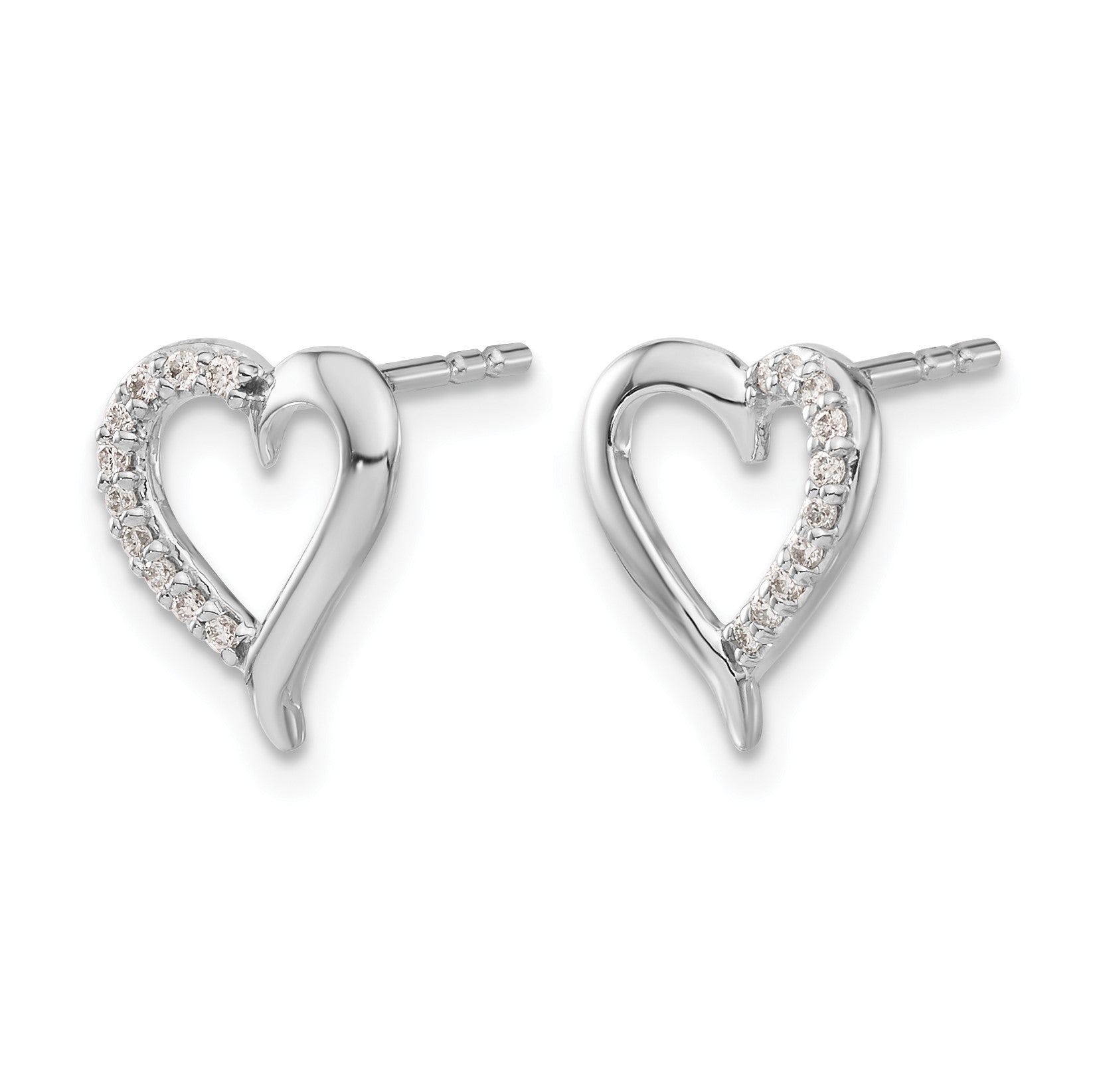 14k White Gold 1/10 carat Diamond Heart Post Earrings