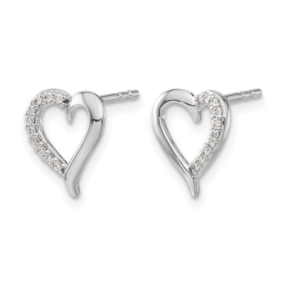 14k White Gold 1/10 carat Diamond Heart Post Earrings