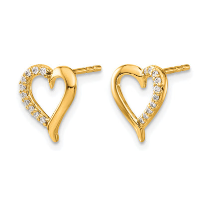 14k 1/10 carat Diamond Heart Post Earrings