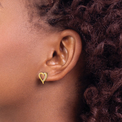 14k 1/10 carat Diamond Heart Post Earrings