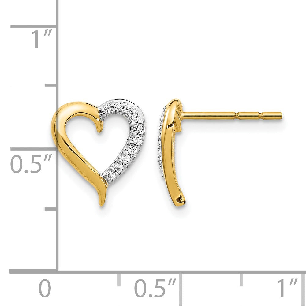 14k 1/10 carat Diamond Heart Post Earrings