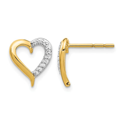 14k 1/10 carat Diamond Heart Post Earrings