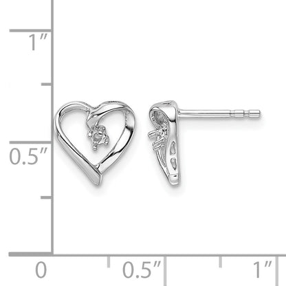 14k White Gold Holds 2-1.7mm Diamond Heart Post Earring Mountings