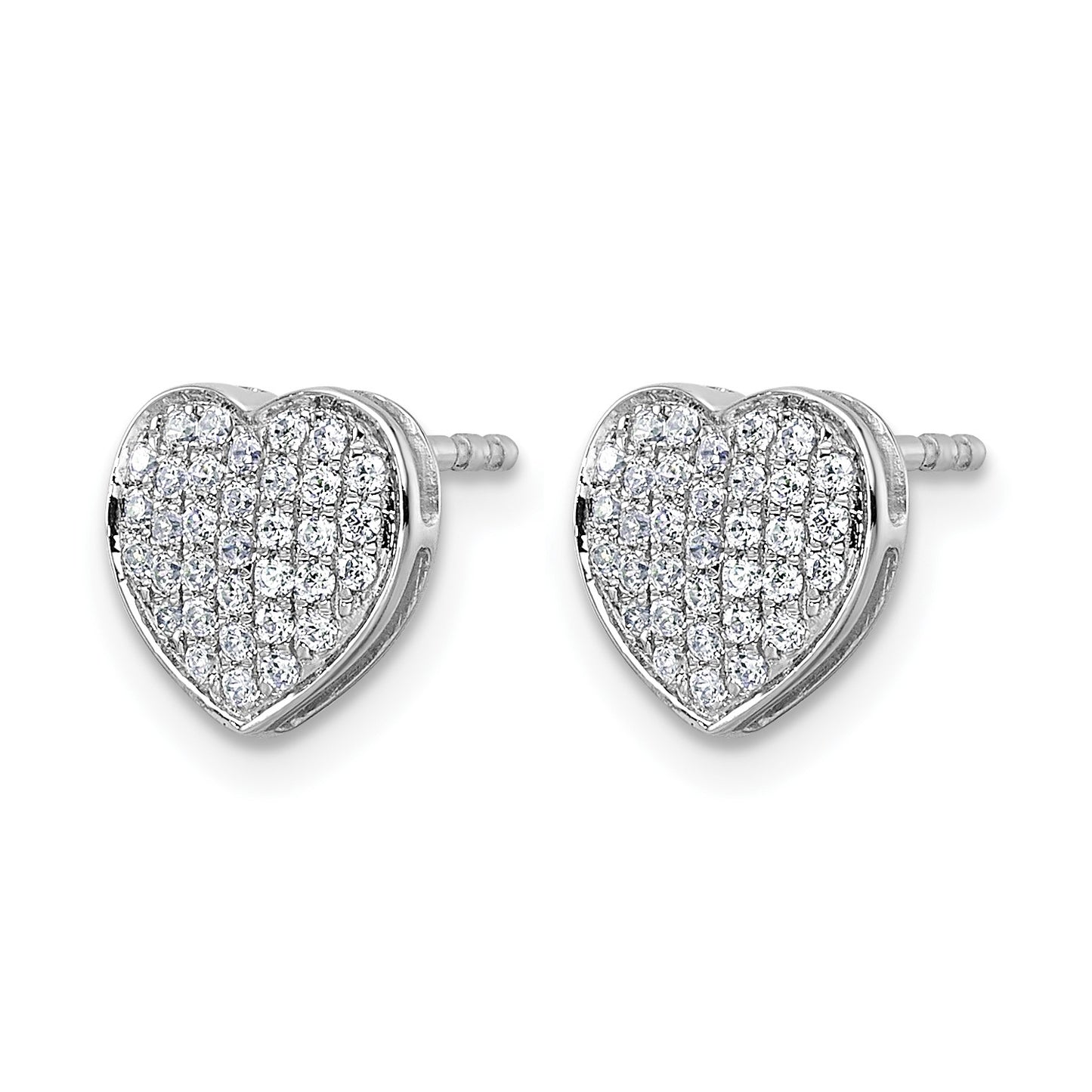 14k White Gold 1/3 carat Diamond Pave Heart Post Earrings