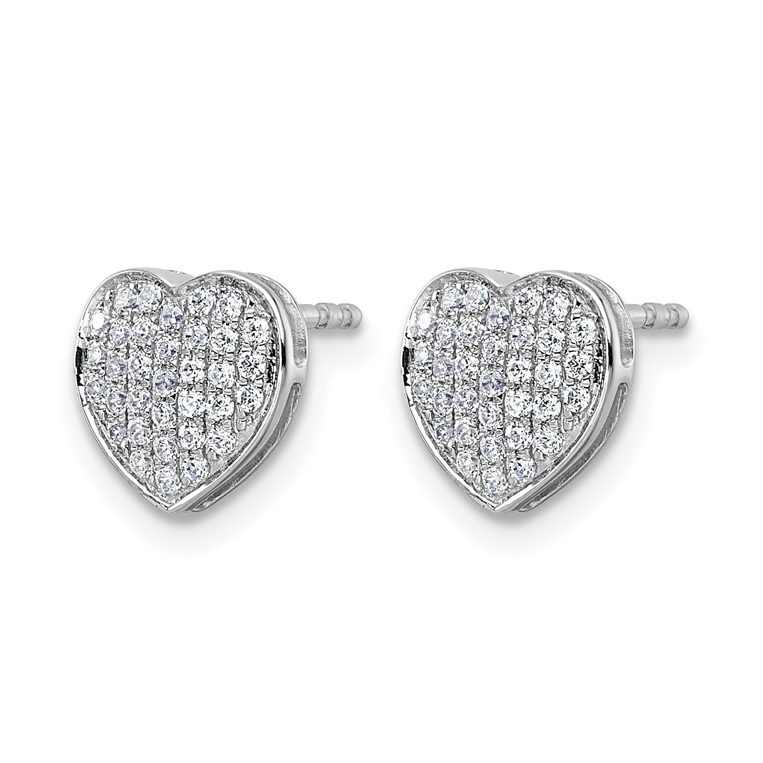 14k White Gold 1/3 carat Diamond Pave Heart Post Earrings