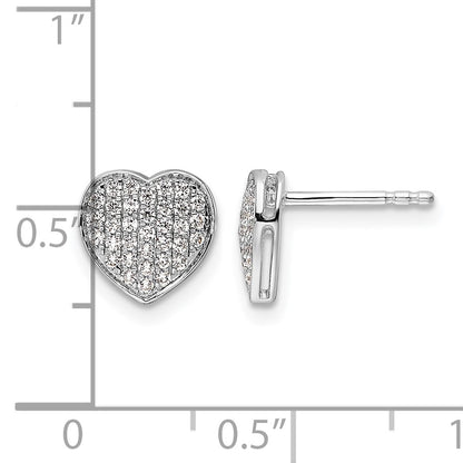 14k White Gold 1/3 carat Diamond Pave Heart Post Earrings