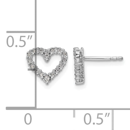 14k White Gold 1/10 carat Diamond Heart Post Earrings