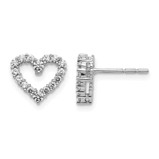 14k White Gold 1/4 carat Diamond Heart Post Earrings