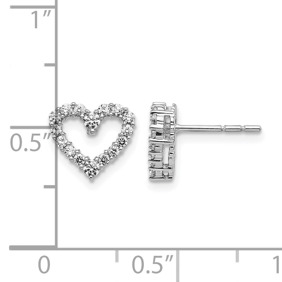 14k White Gold 1/3 carat Diamond Heart Post Earrings
