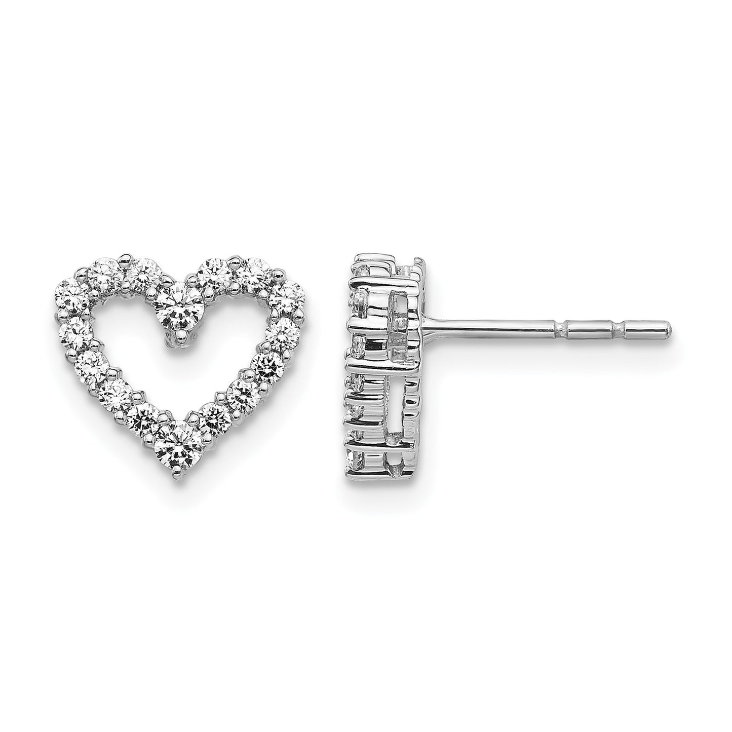 14k White Gold 1/3 carat Diamond Heart Post Earrings
