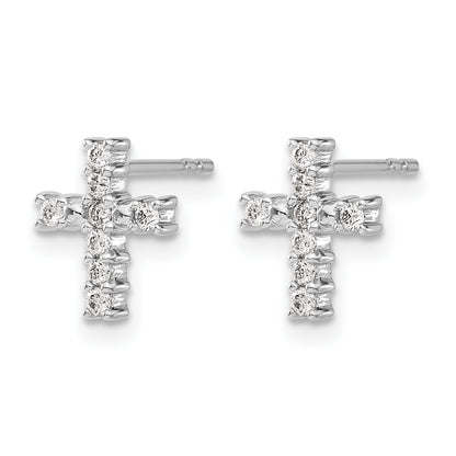 14k White Gold Polished 1/5 carat Diamond Cross Post Earrings