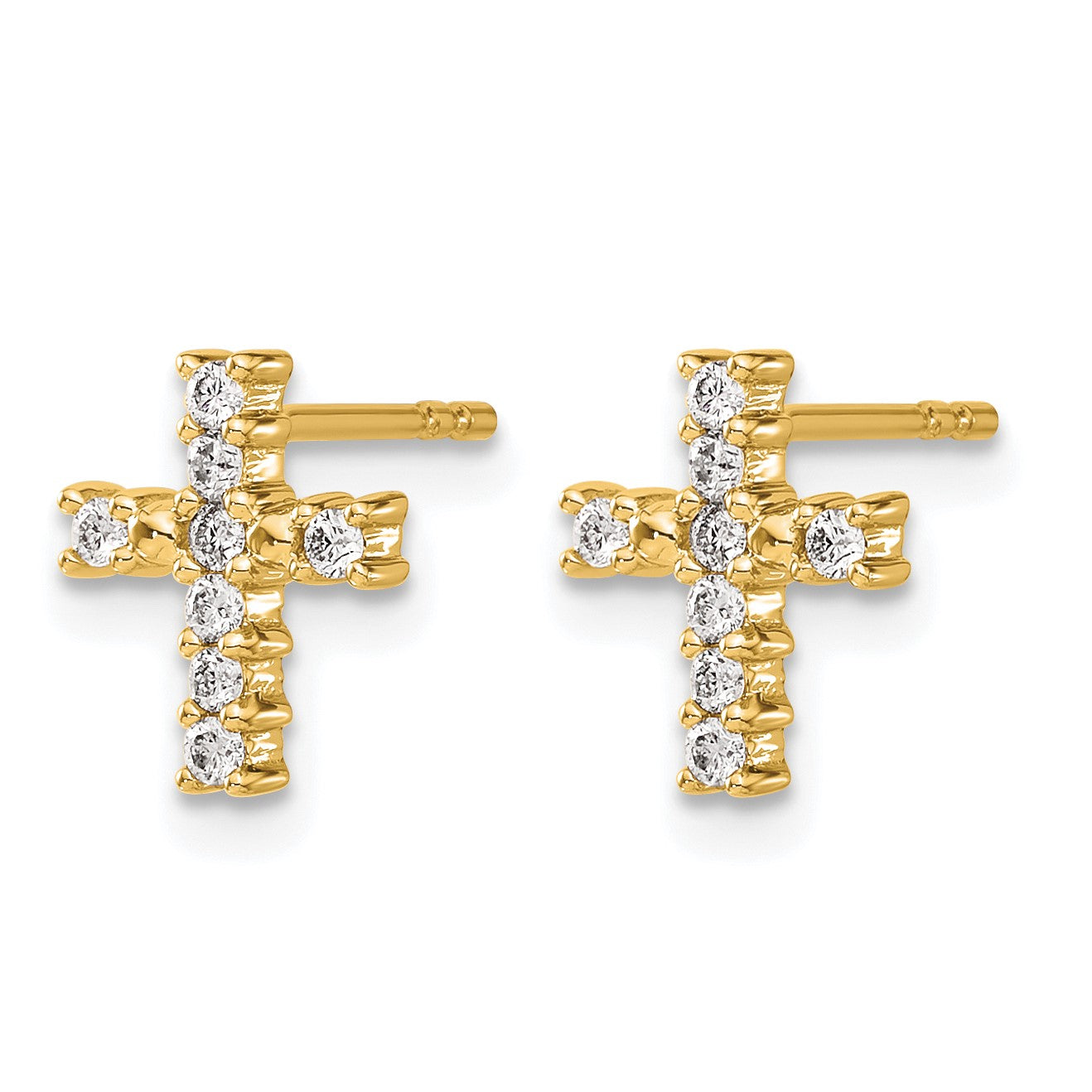 14k Polished 1/5 carat Diamond Cross Post Earrings