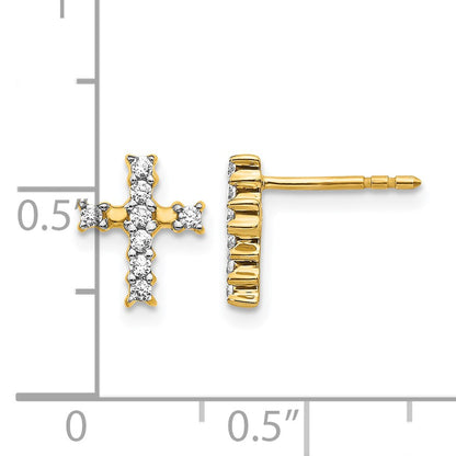 14k Polished 1/5 carat Diamond Cross Post Earrings