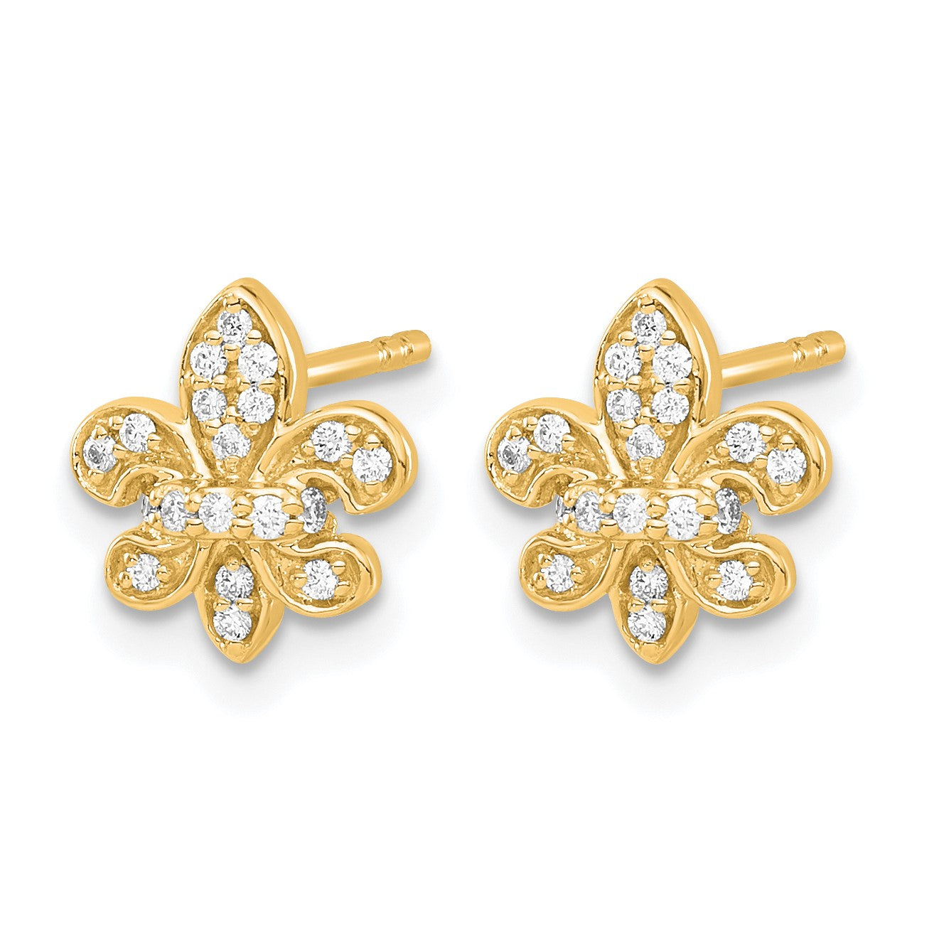 14k 1/6 carat Diamond Fleur de Lis Post Earrings