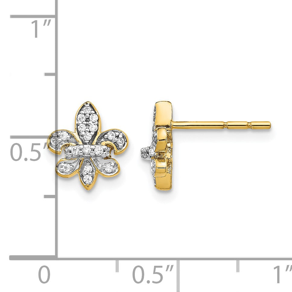 14k 1/6 carat Diamond Fleur de Lis Post Earrings