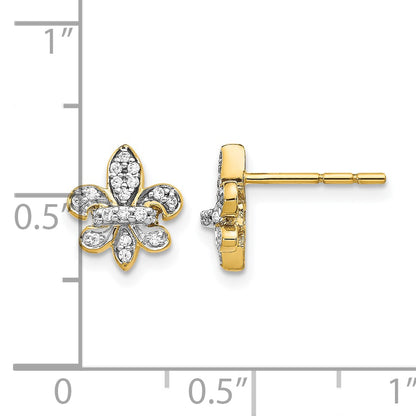 14k 1/6 carat Diamond Fleur de Lis Post Earrings