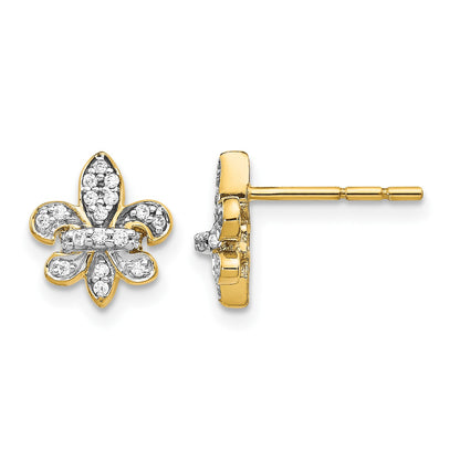 14k 1/6 carat Diamond Fleur de Lis Post Earrings