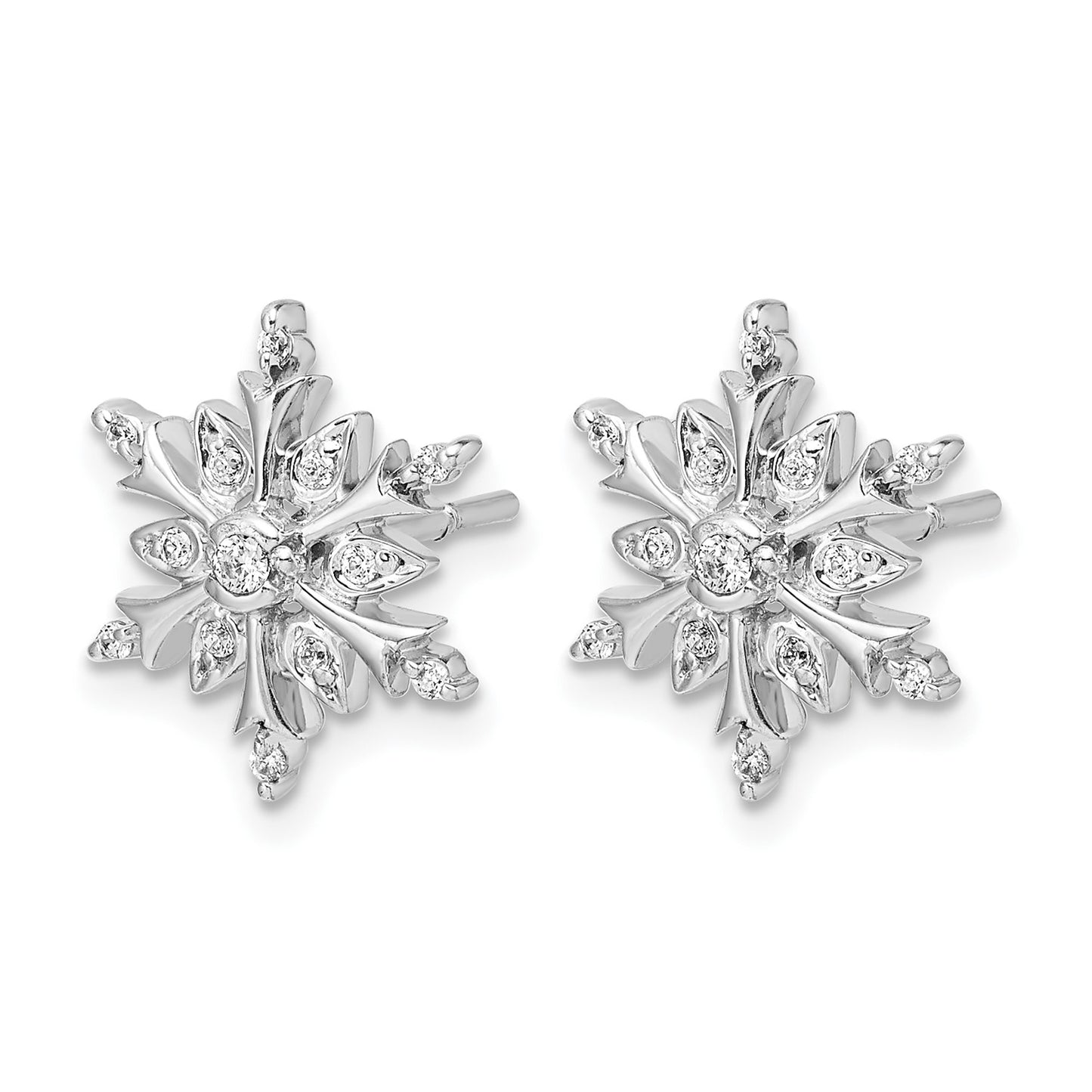 14k White Gold 1/6 carat Diamond Snowflake Post Earrings