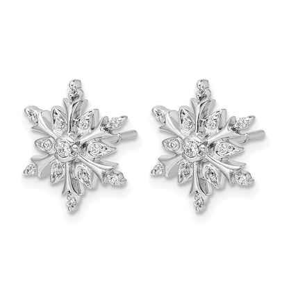 14k White Gold 1/6 carat Diamond Snowflake Post Earrings