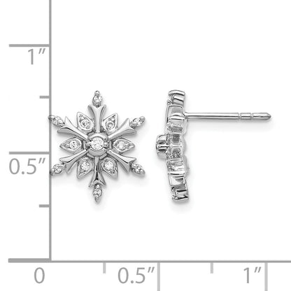 14k White Gold 1/6 carat Diamond Snowflake Post Earrings