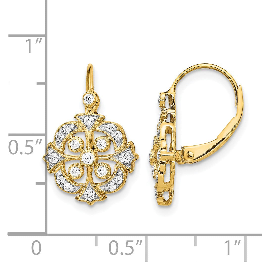 14k 1/3 carat Diamond Vintage-style Leverback Earrings