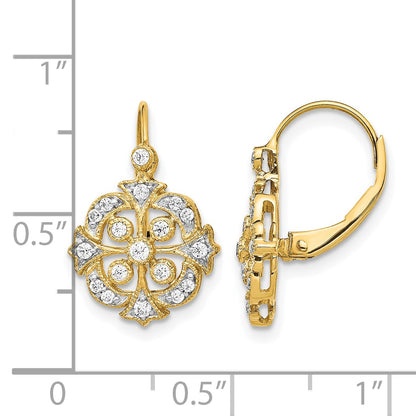 14k 1/3 carat Diamond Vintage-style Leverback Earrings
