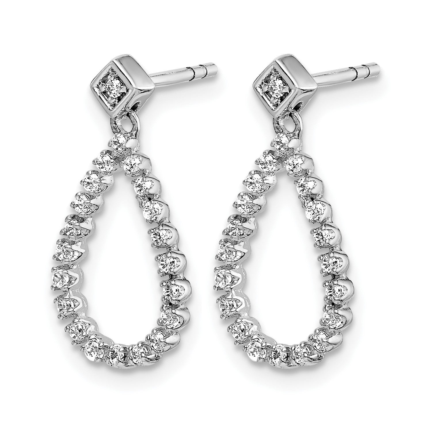 14k White Gold 1/4 carat Diamond Teardrop Dangle Post Earrings