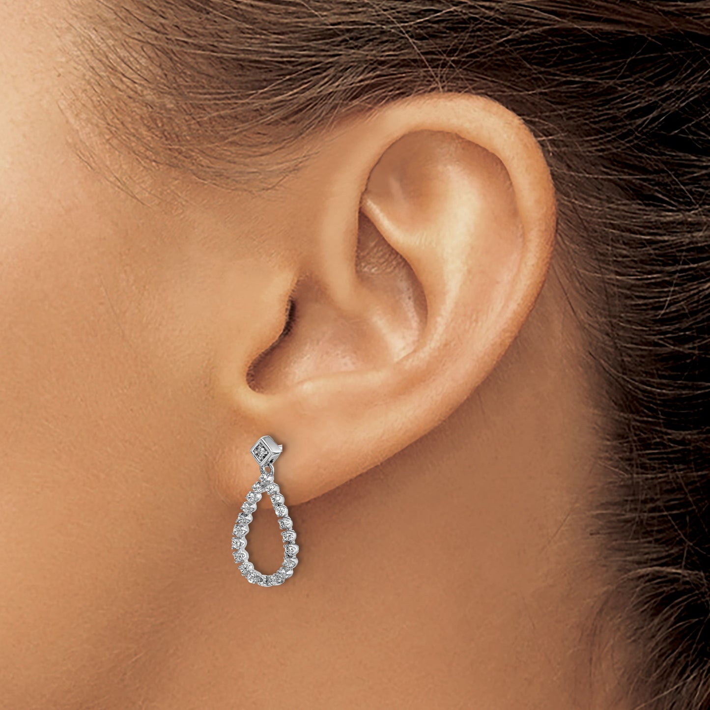 14k White Gold 1/4 carat Diamond Teardrop Dangle Post Earrings