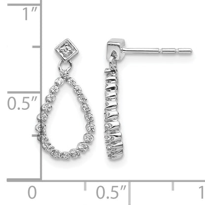 14k White Gold 1/4 carat Diamond Teardrop Dangle Post Earrings