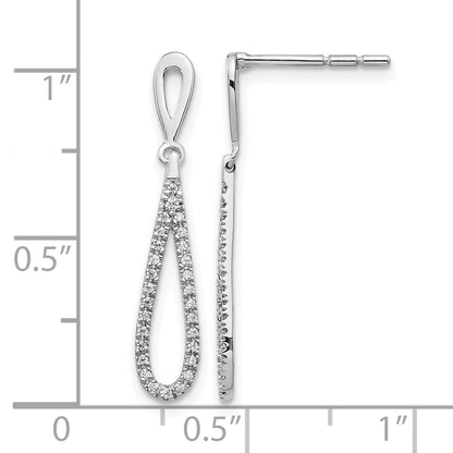 14k White Gold Polished 1/5 carat Diamond Teardrop Dangle Post Earrings
