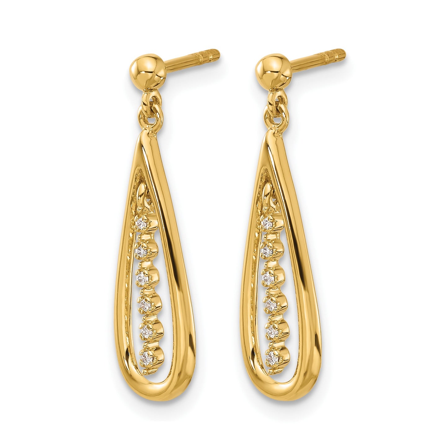 14k 1/20 carat Diamond Teardrop Dangle Post Earrings