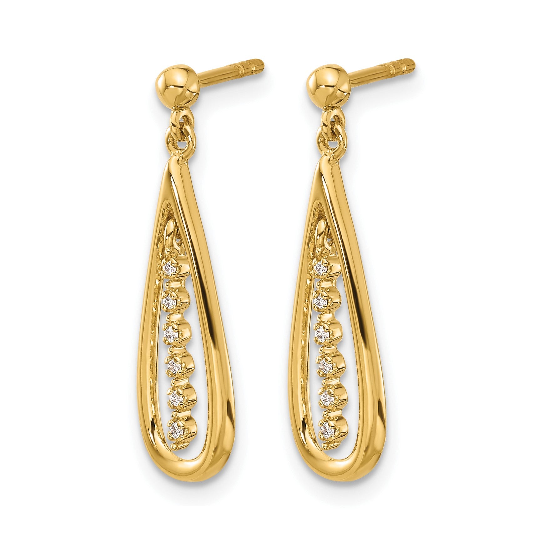 14k 1/20 carat Diamond Teardrop Dangle Post Earrings