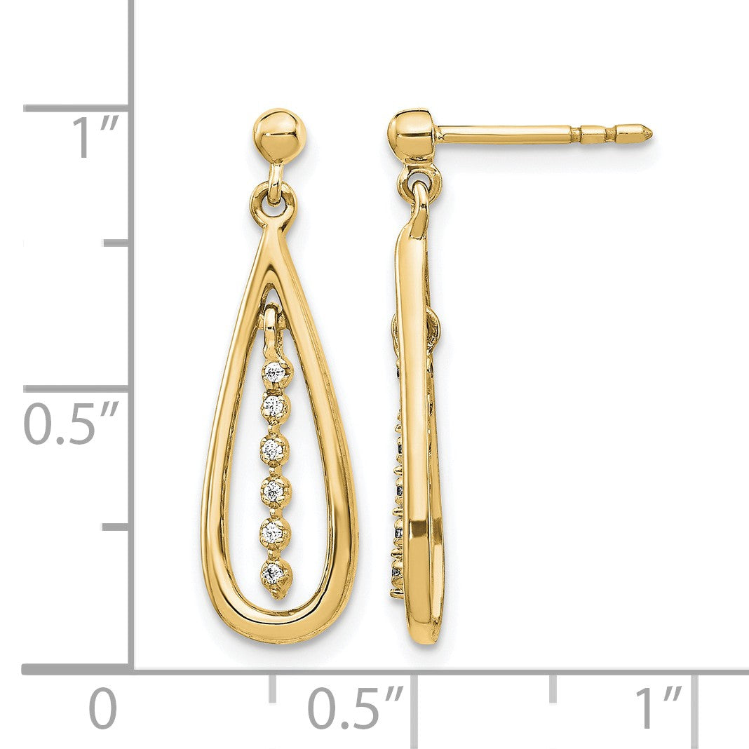 14k 1/20 carat Diamond Teardrop Dangle Post Earrings