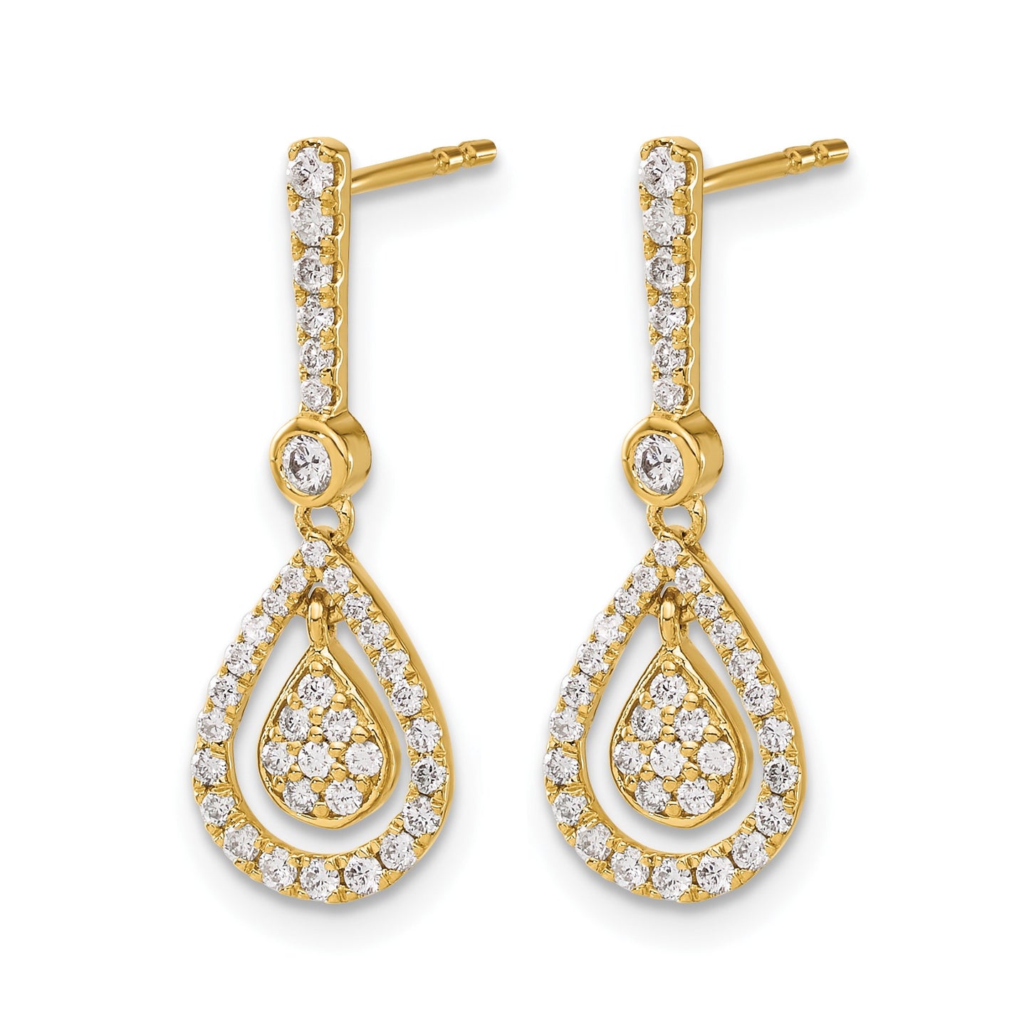 14k 1/2 carat Diamond Fancy Teardrop Dangle Post Earrings