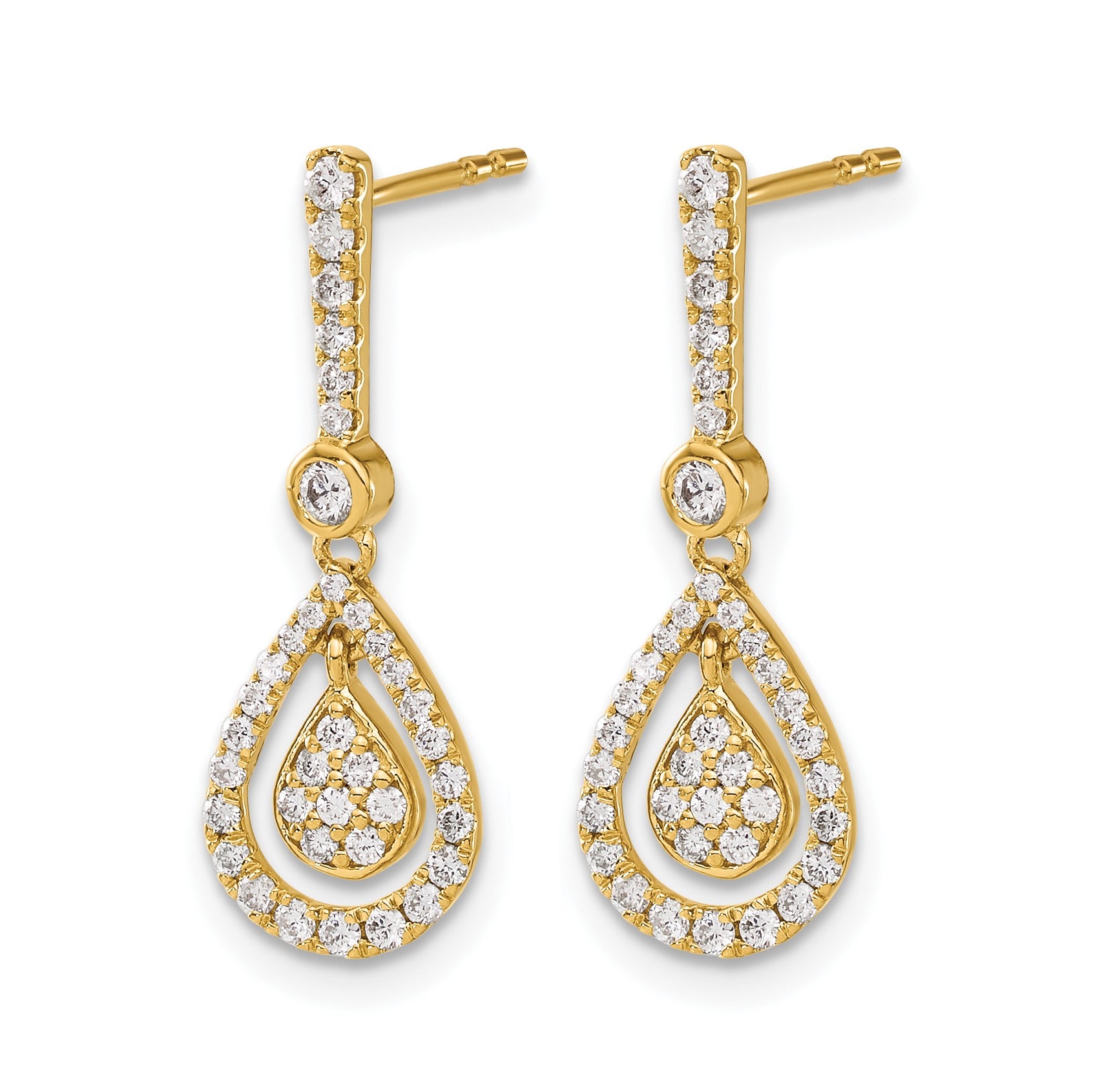 14k 1/2 carat Diamond Fancy Teardrop Dangle Post Earrings