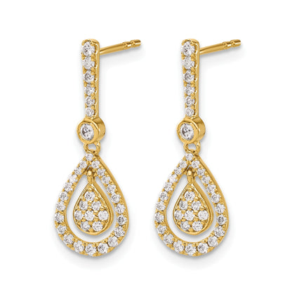 14k 1/2 carat Diamond Fancy Teardrop Dangle Post Earrings
