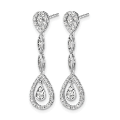 14k White Gold Teardrop 1/3 carat Diamond Dangle Post Earrings