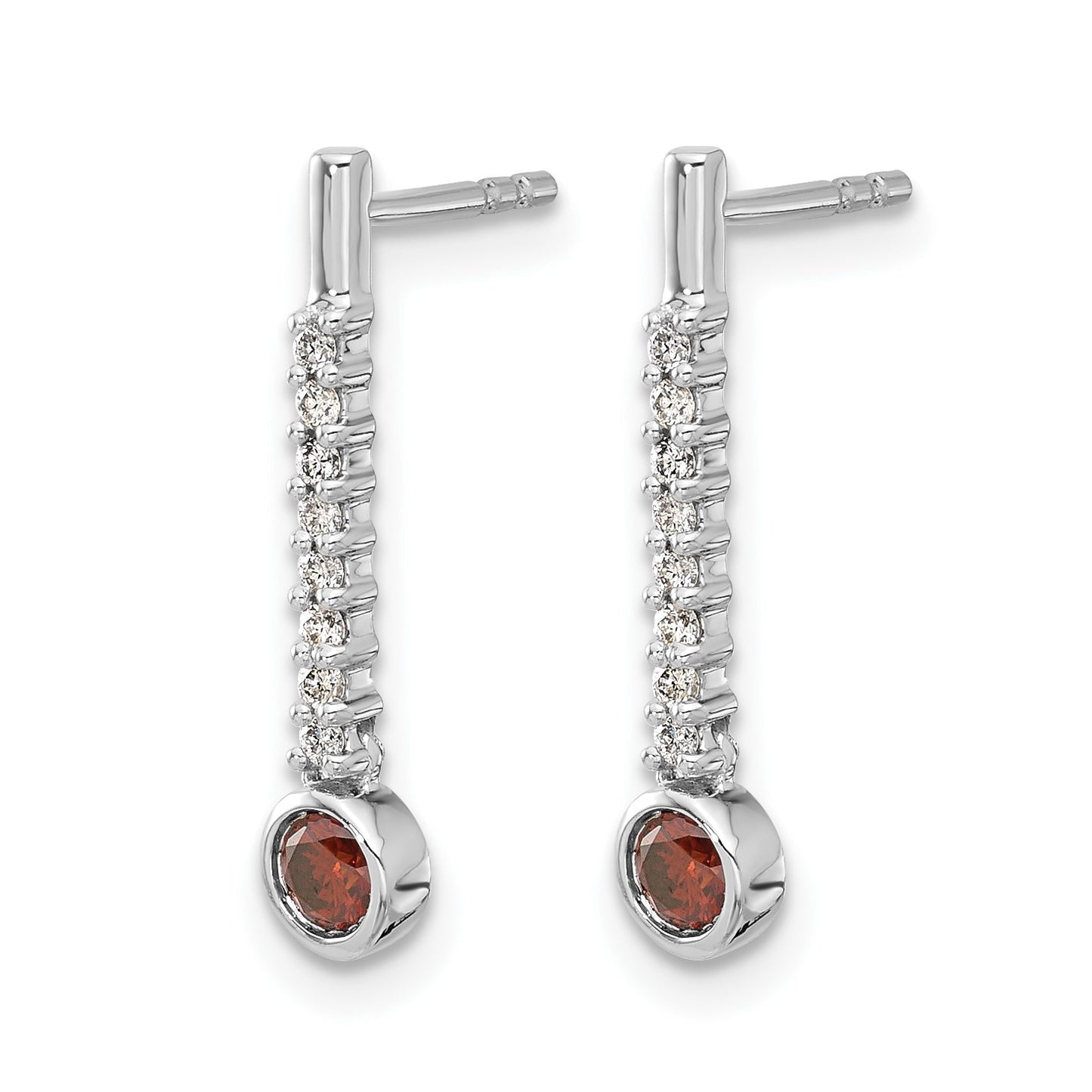 14k White Gold 1/3 carat Red/White Diamond Drop Dangle Post Earrings