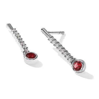 14k White Gold 1/3 carat Red/White Diamond Drop Dangle Post Earrings