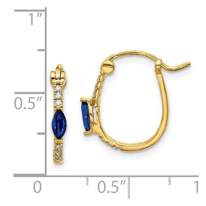 14k 1/20ct Diamond and Sapphire Hinged Hoop Earrings