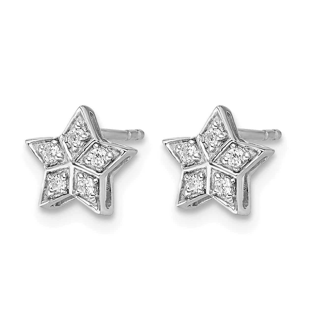 14k White Gold 1/10 carat Diamond Star Post Earrings