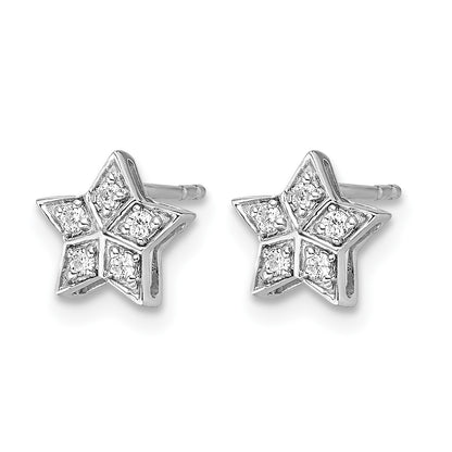 14k White Gold 1/10 carat Diamond Star Post Earrings