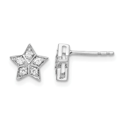 14k White Gold 1/10 carat Diamond Star Post Earrings