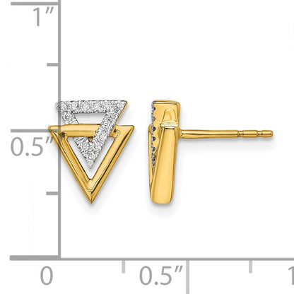 14k Polished 1/10 carat Diamond Double Triangle Post Earrings